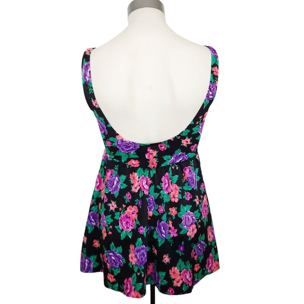 LONGITUDE Robby Len Swimwear vintage 70s one piece floral swimsuit dress Sz 10 T - Picture 3 of 9